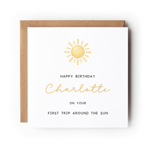 First Trip Around The Sun, First Birthday Greeting Card