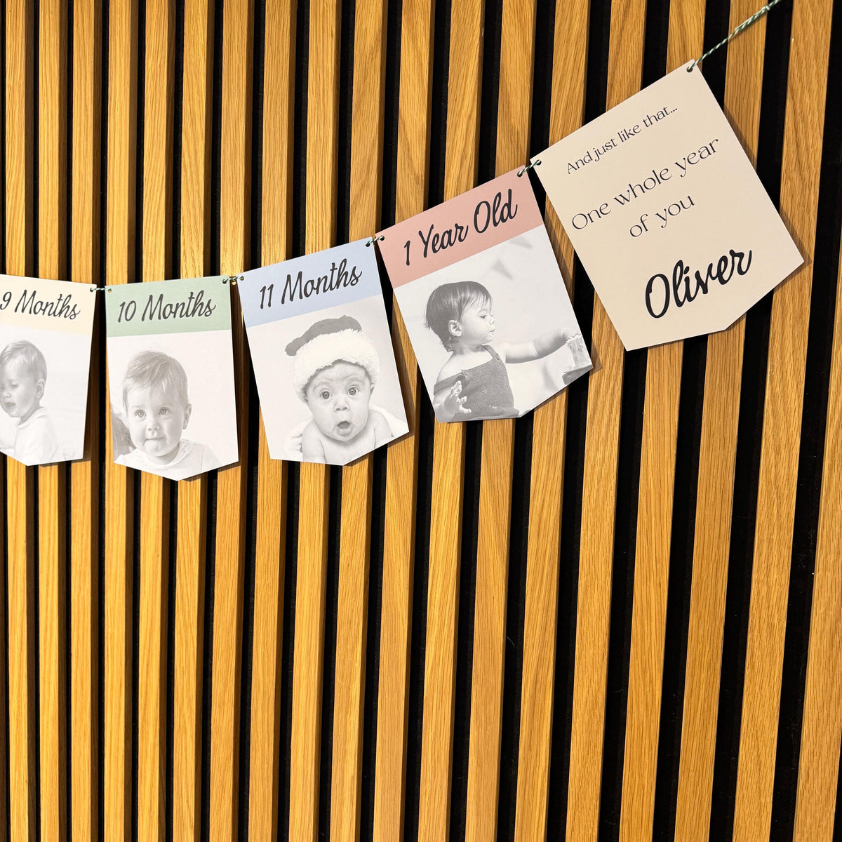 Newborn to 12 Months Milestone Bunting, First Birthday Photo Bunting, Keepsake Prints