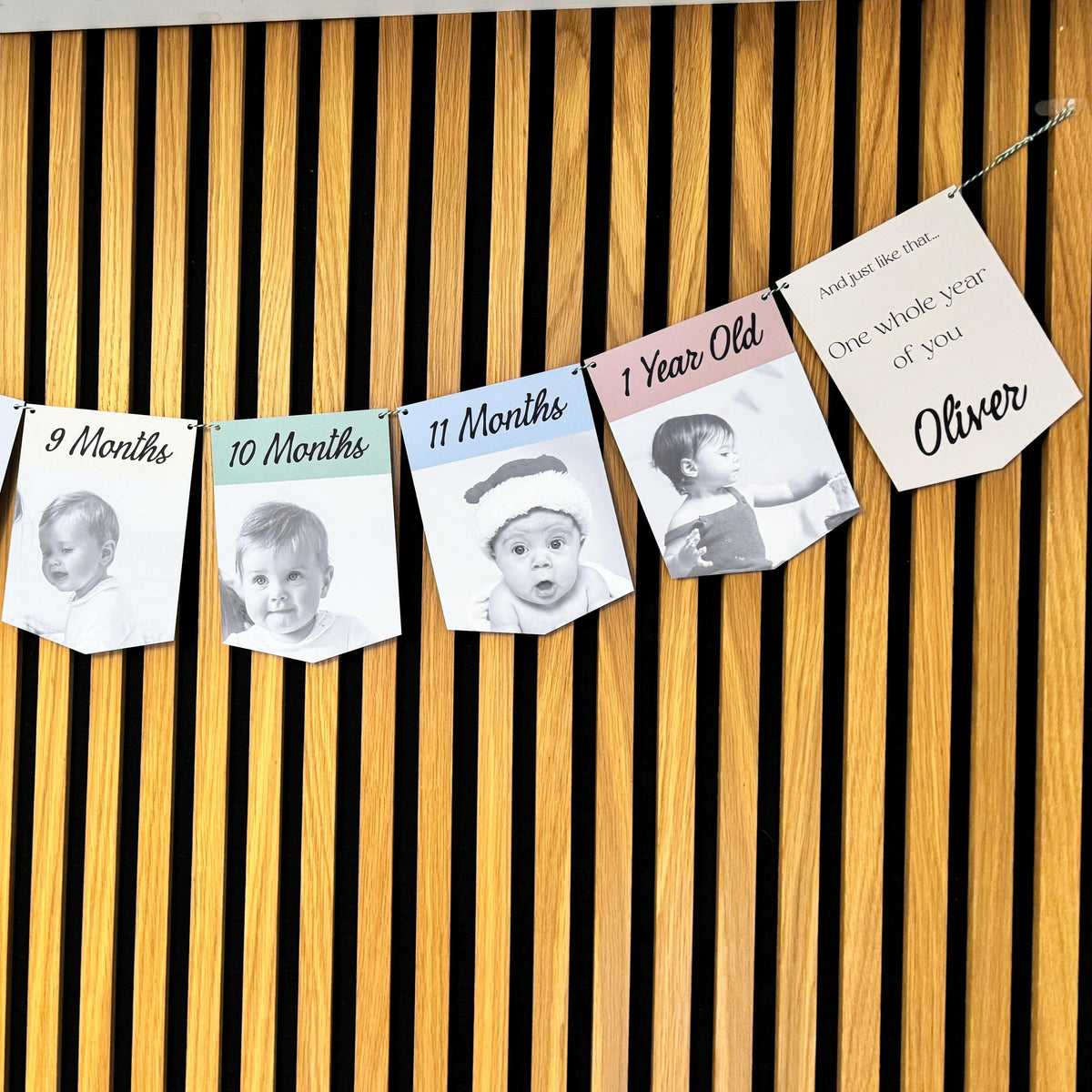 Newborn to 12 Months Milestone Bunting, First Birthday Photo Bunting, Keepsake Prints