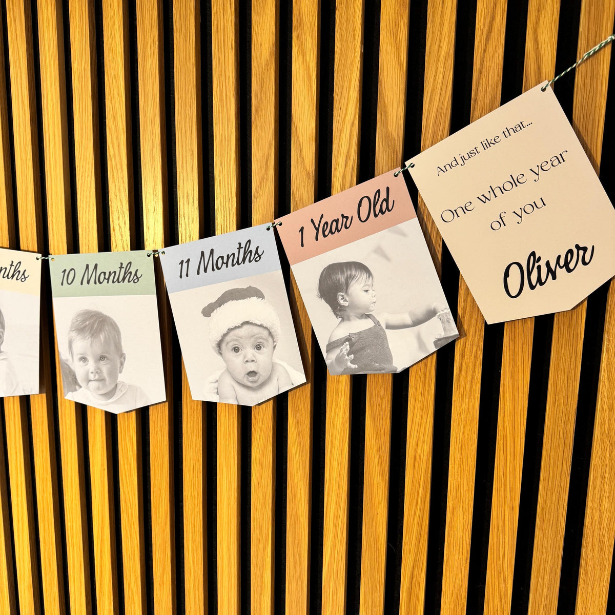 Newborn to 12 Months Milestone Bunting, First Birthday Photo Bunting, Keepsake Prints