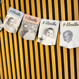 Newborn to 12 Months Milestone Bunting, First Birthday Photo Bunting, Keepsake Prints