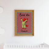 Personalised Welsh Dragon Nursery Print Set of 2, Nos Da & Bore Da