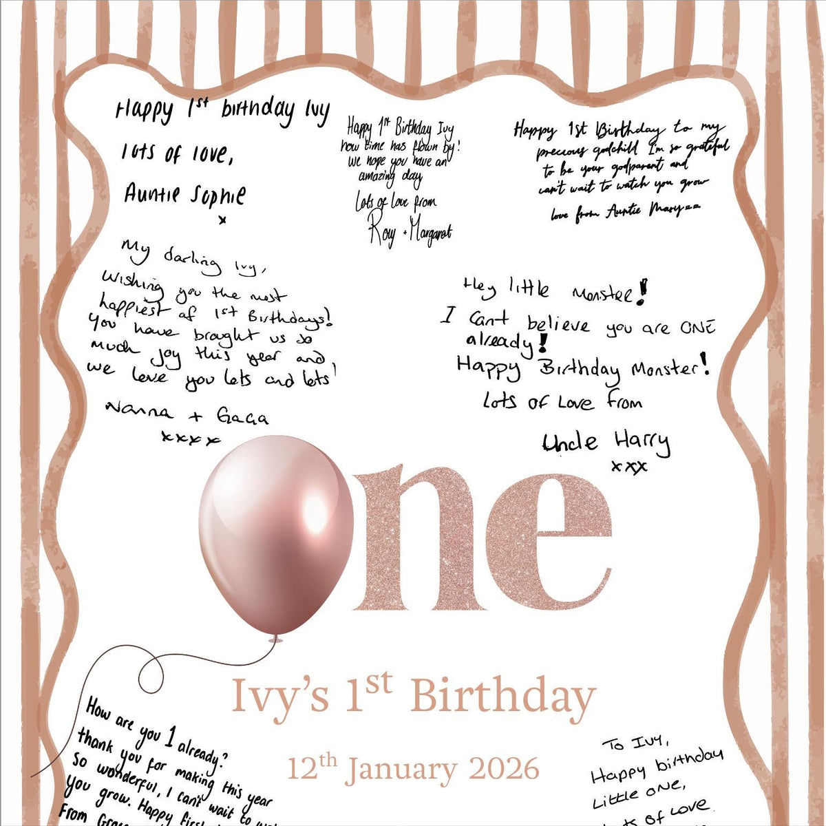 Card Collage First Birthday Keepsake Print
