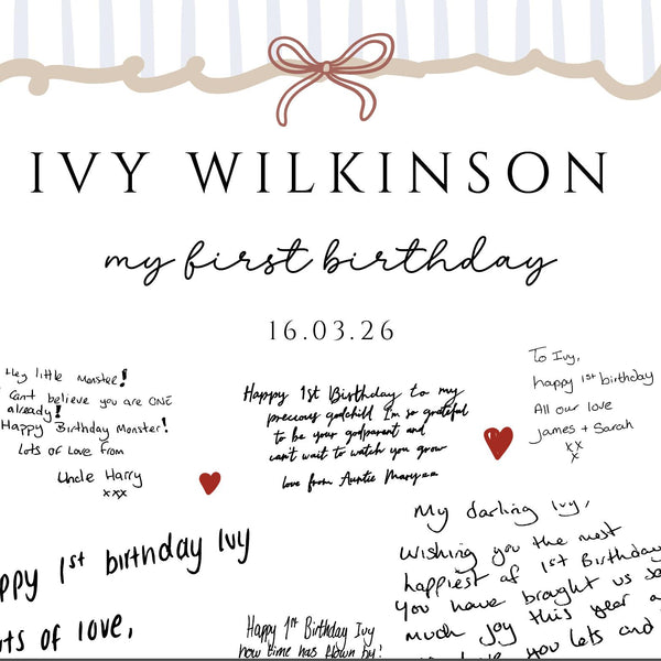 Personalised First Birthday Keepsake Print, Birthday Card Messages, 1st Birthday Milestone Print
