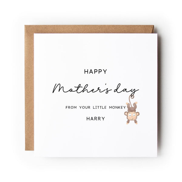 Personalised Mother's Day Card, Cheeky Monkey Illustration