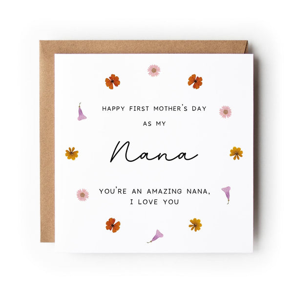 First Mother’s Day card, Nana, Grandma, Gigi etc, Floral Peony Design