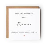 First Mother’s Day card, Nana, Grandma, Gigi or any Name, Simple Heart Design