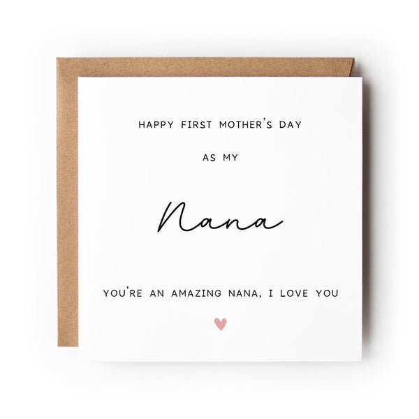 First Mother’s Day card, Nana, Grandma, Gigi or any Name, Simple Heart Design