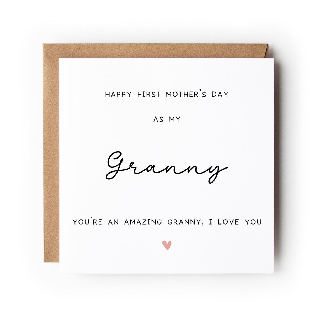 First Mother’s Day card, Nana, Grandma, Gigi or any Name, Simple Heart Design