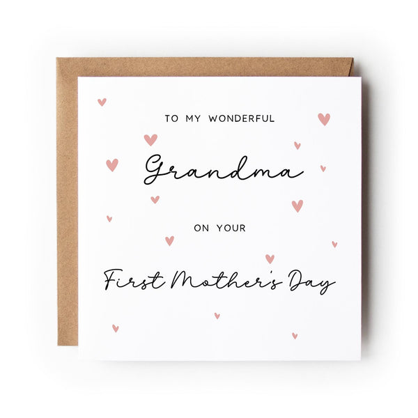 First Mother’s Day card, Nana, Grandma, Gigi or any Name, Watercolour Heart Design
