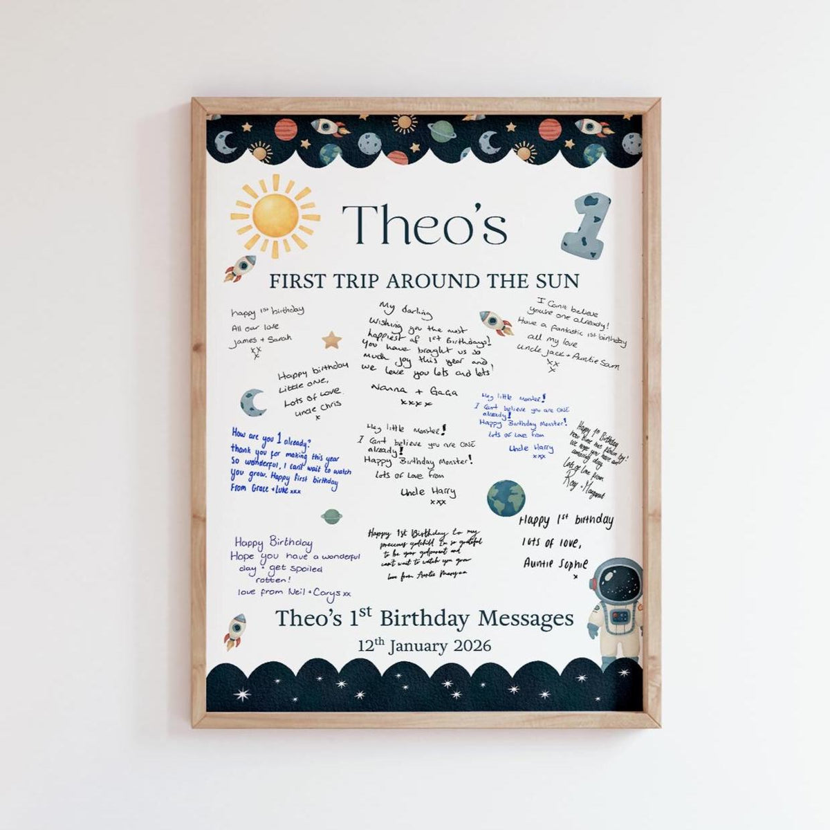 Personalised 1st Birthday Card Collage Message Keepsake Print