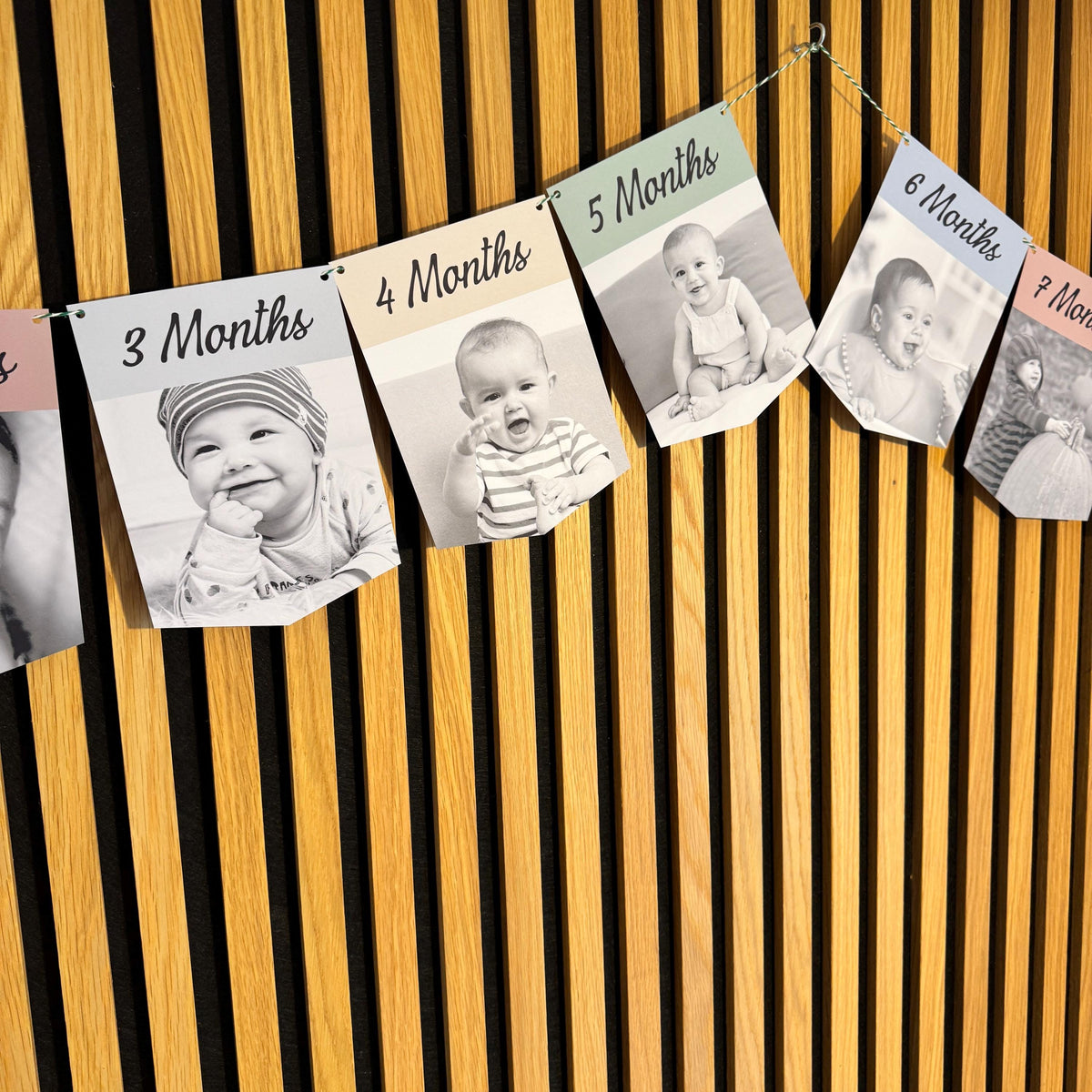 Newborn to 12 Months Milestone Bunting, First Birthday Photo Bunting, Keepsake Prints