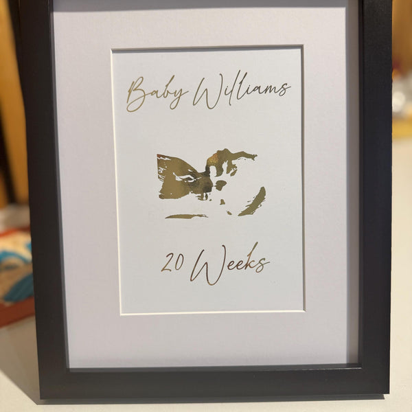 Personalised Ultrasound Keepsake Print in Gold/Silver Foil