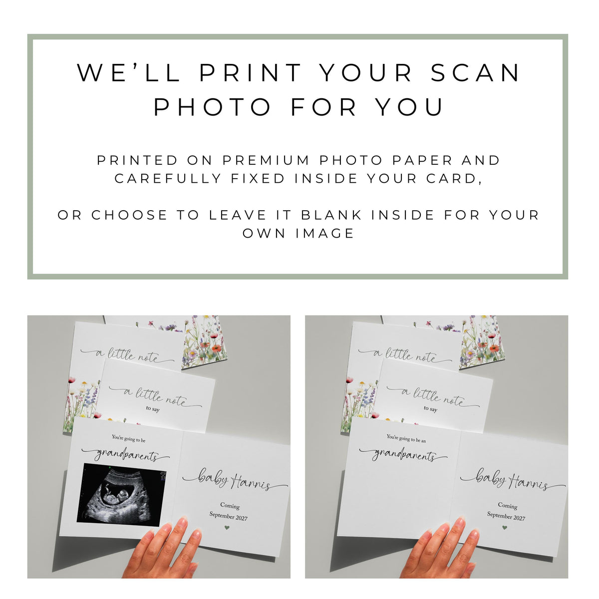 Personalised Pregnancy Reveal Card with Scan Photo, Baby Announcement Keepsake