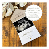 Gold Foil Scan Photo Pregnancy Reveal Card, Personalised Baby Announcement Keepsake
