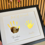 Personalised Gold Foil Handprint Art, Sibling Friends Keepsake Print