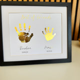 Personalised Gold Foil Handprint Art, Sibling Friends Keepsake Print