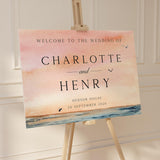 Ocean Blush Wedding Welcome Sign, Coastal Wedding Decor