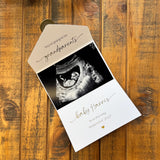 Gold Foil Scan Photo Pregnancy Reveal Card, Personalised Baby Announcement Keepsake