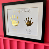 Personalised Gold Foil Handprint Art, Sibling Friends Keepsake Print