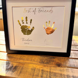 Personalised Gold Foil Handprint Art, Sibling Friends Keepsake Print