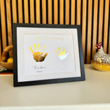 Personalised Gold Foil Handprint Art, Sibling Friends Keepsake Print