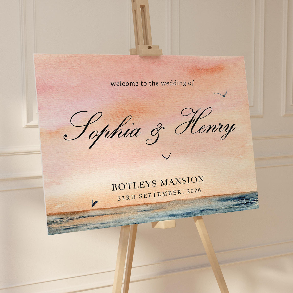 Ocean Blush Wedding Welcome Sign, Coastal Wedding Decor
