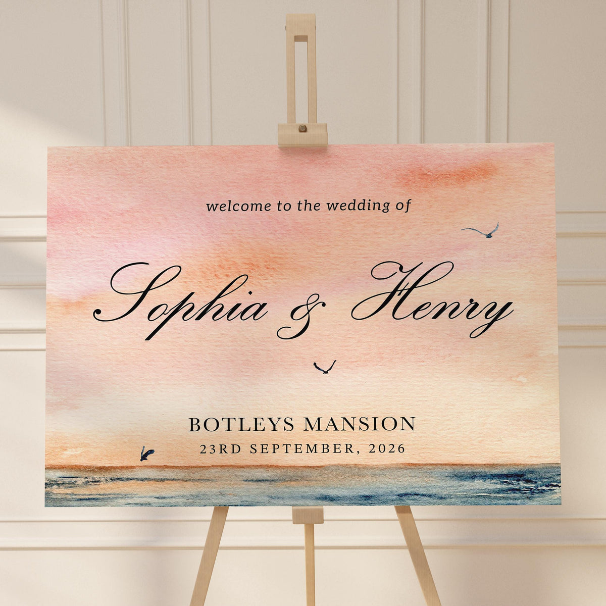 Ocean Blush Wedding Welcome Sign, Coastal Wedding Decor
