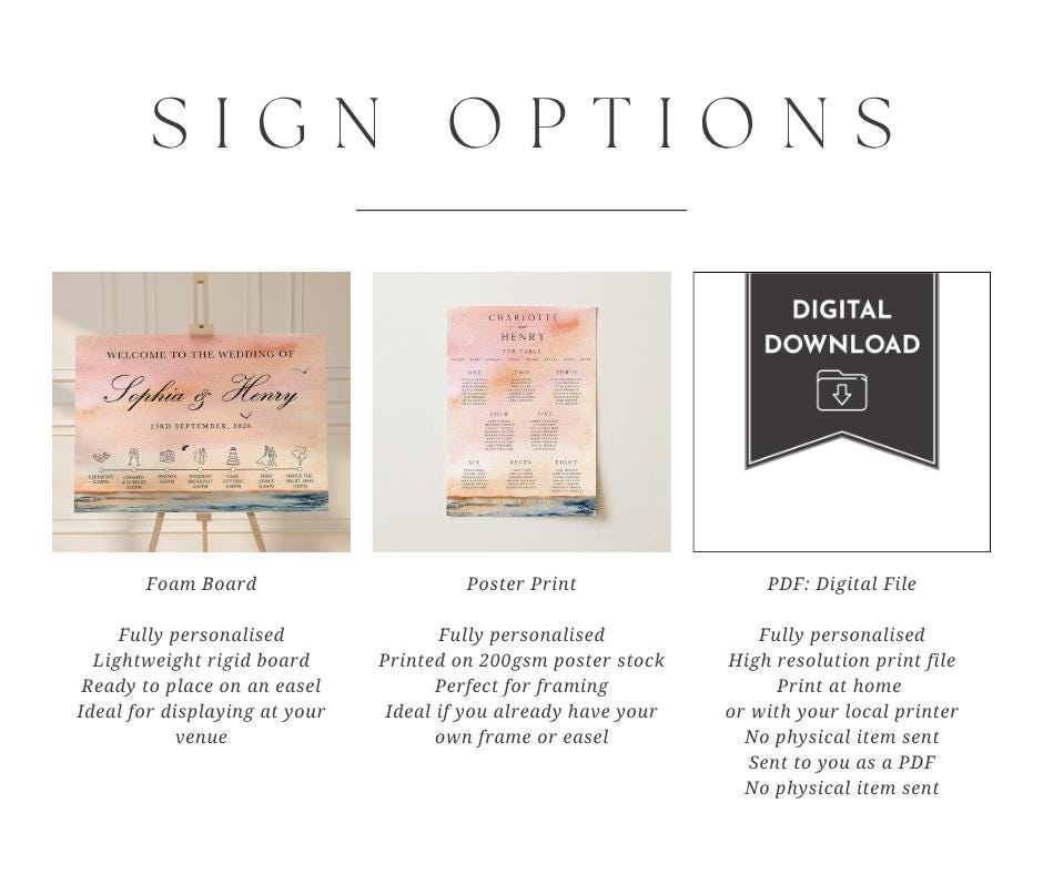 Ocean Blush Wedding Welcome Sign, Coastal Wedding Decor