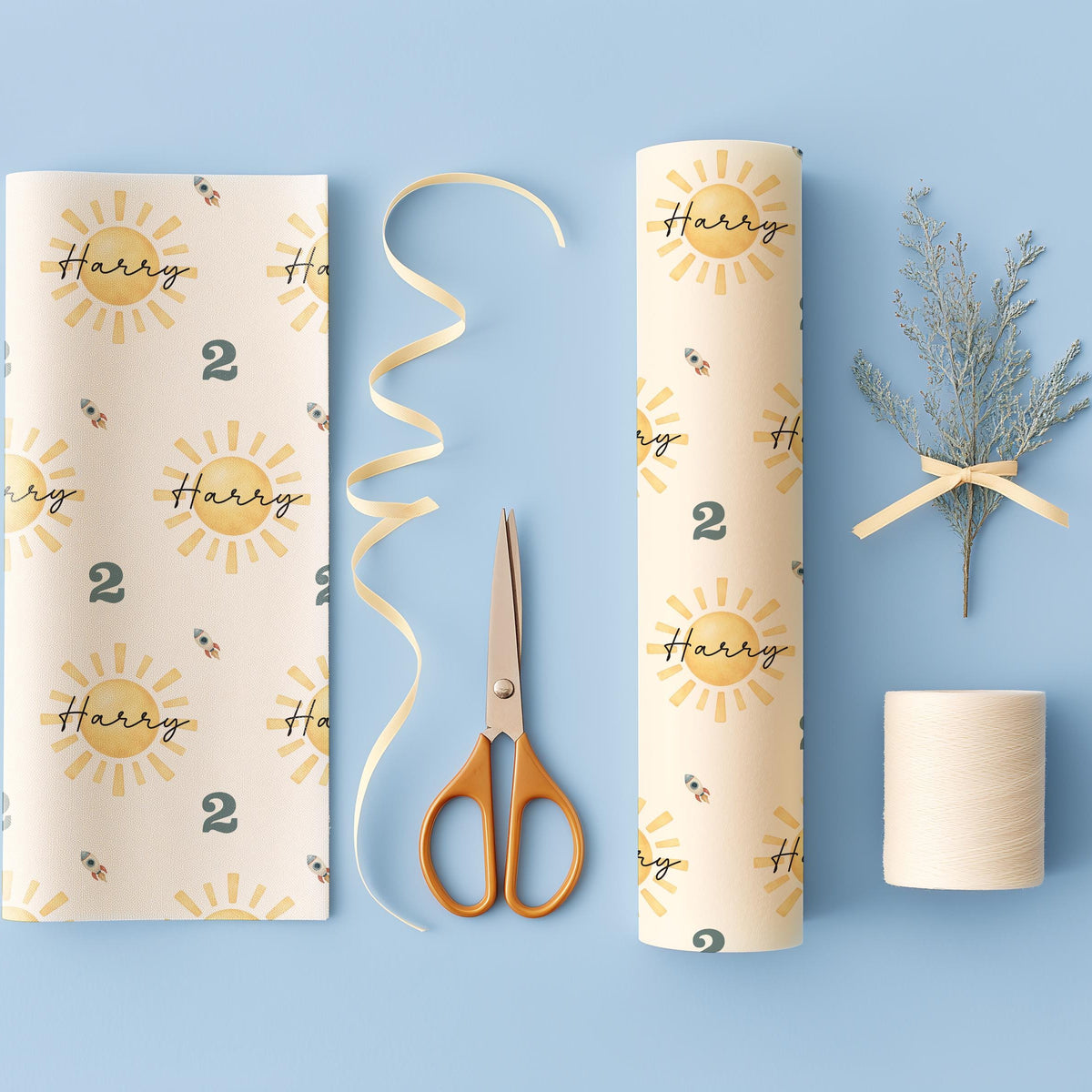 Personalised Birthday Wrapping Paper, Trip Around the Sun, Name & Age Gift Wrap, Wrapping Paper Roll or Sheets