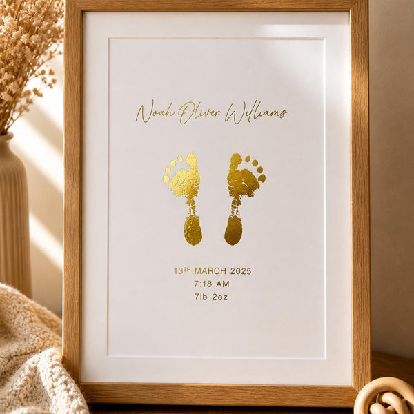 A5 Baby Hand & Footprint Gold Foil Keepsake Gift