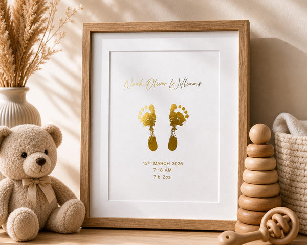 A5 Baby Hand & Footprint Gold Foil Keepsake Gift