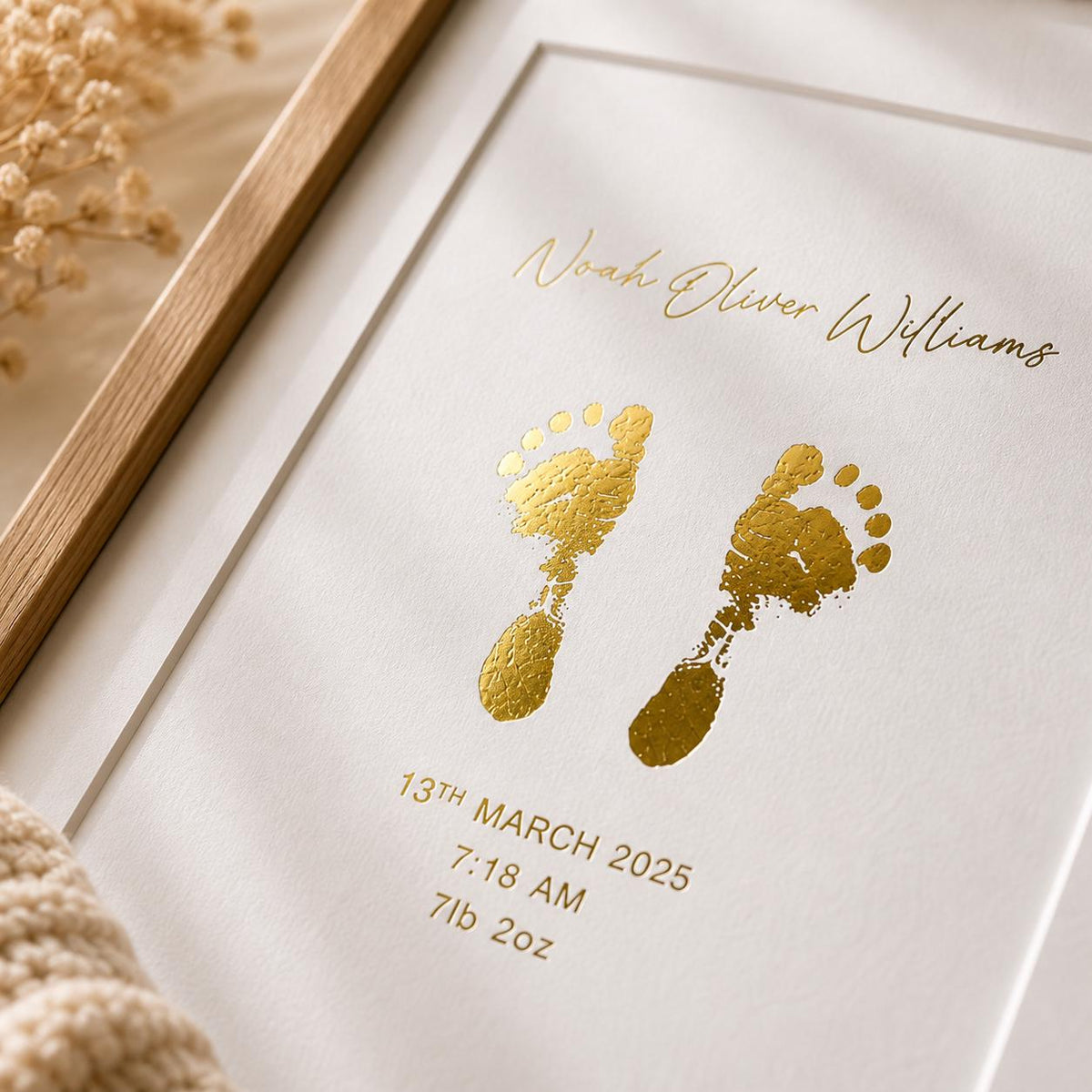 A5 Baby Hand & Footprint Gold Foil Keepsake Gift
