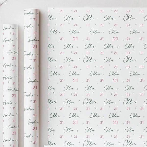 Personalised 21st Birthday Wrapping Paper, Custom 21st Birthday Paper, Girls 21st Gift Wrap, Personalised 21st Birthday Gift Wrap