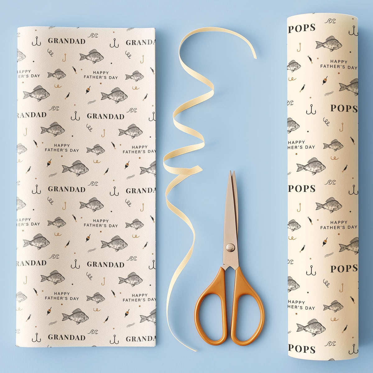 Grandad Fishing Wrapping Paper, Father’s Day Gift Wrap for Grandad, Personalised Grandad Gift Wrap, Fishing Paper for Pops Grandpa