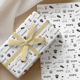 Grandad Football Wrapping Paper, Father’s Day Football Gift Wrap, Football Wrapping Paper for Pops Grandpa, Sports Gift Wrap