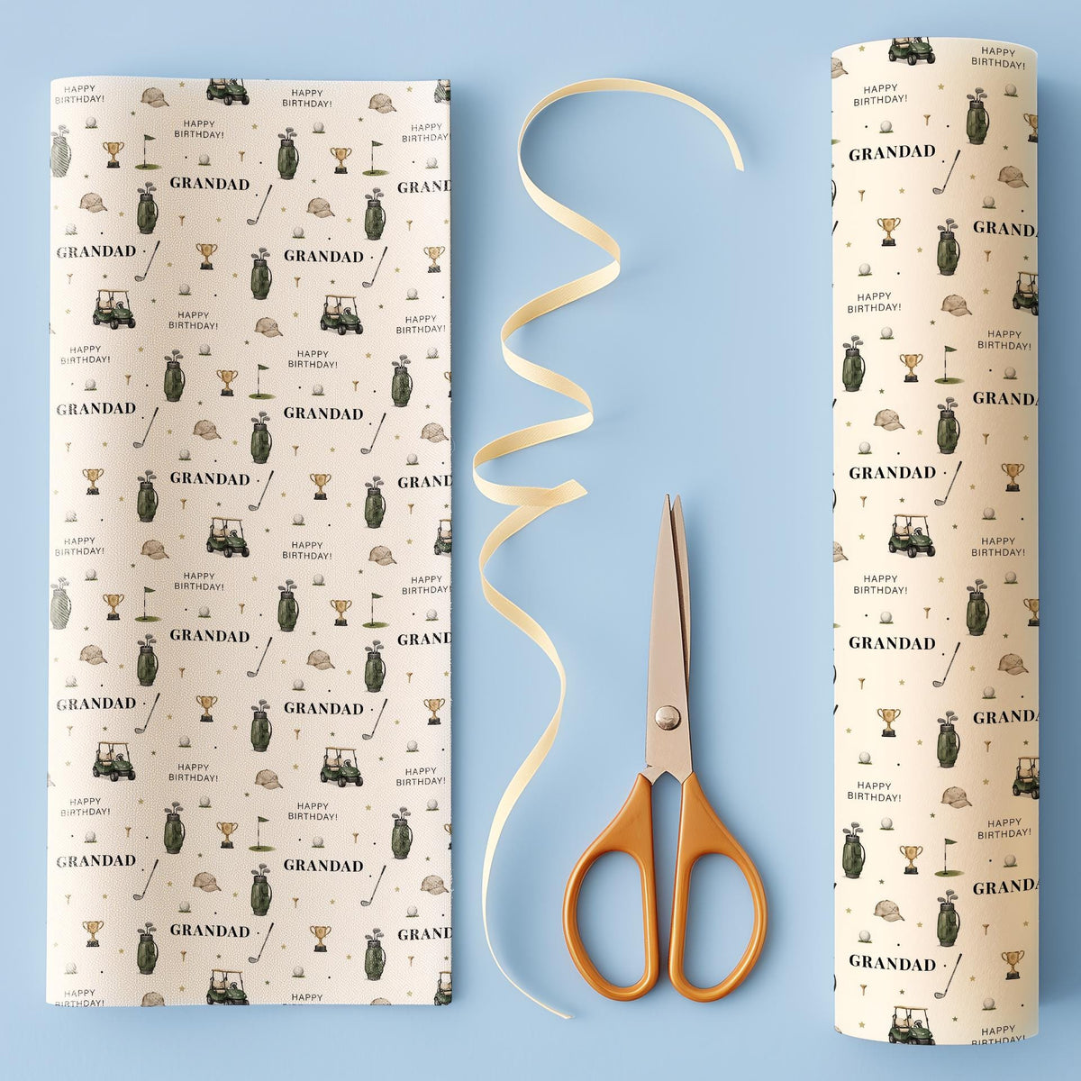 Grandad Golf Birthday Wrapping Paper, Golf Gift Wrap for Grandad, Golfing Birthday Paper for Pops Grandpa