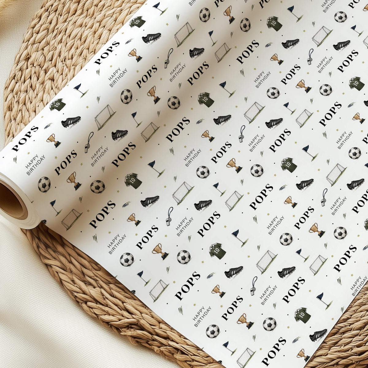 Football Birthday Wrapping Paper for Pops, Pops Football Gift Wrap, Football Birthday Paper, Sports Themed Gift Wrap