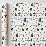 Grandad BBQ Birthday Wrapping Paper, BBQ Gift Wrap for Grandad, Barbecue Birthday Paper for Pops Grandpa