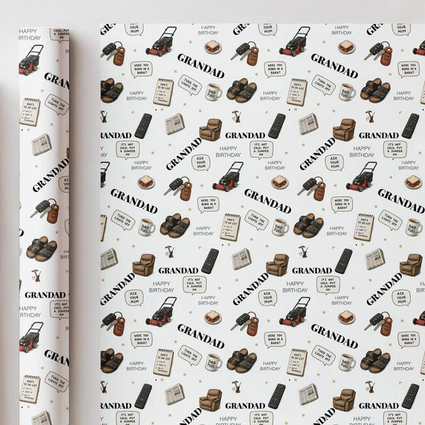 Funny Grandad Birthday Wrapping Paper, Novelty Grandad Gift Wrap, Funny Birthday Wrapping Paper for Grandad