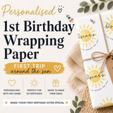 First Trip Around The Sun Wrapping Paper, Personalised 1st Birthday, First Birthday Wrapping Paper, Neutral Baby Wrap