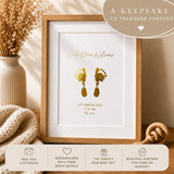 A5 Baby Hand & Footprint Gold Foil Keepsake Gift