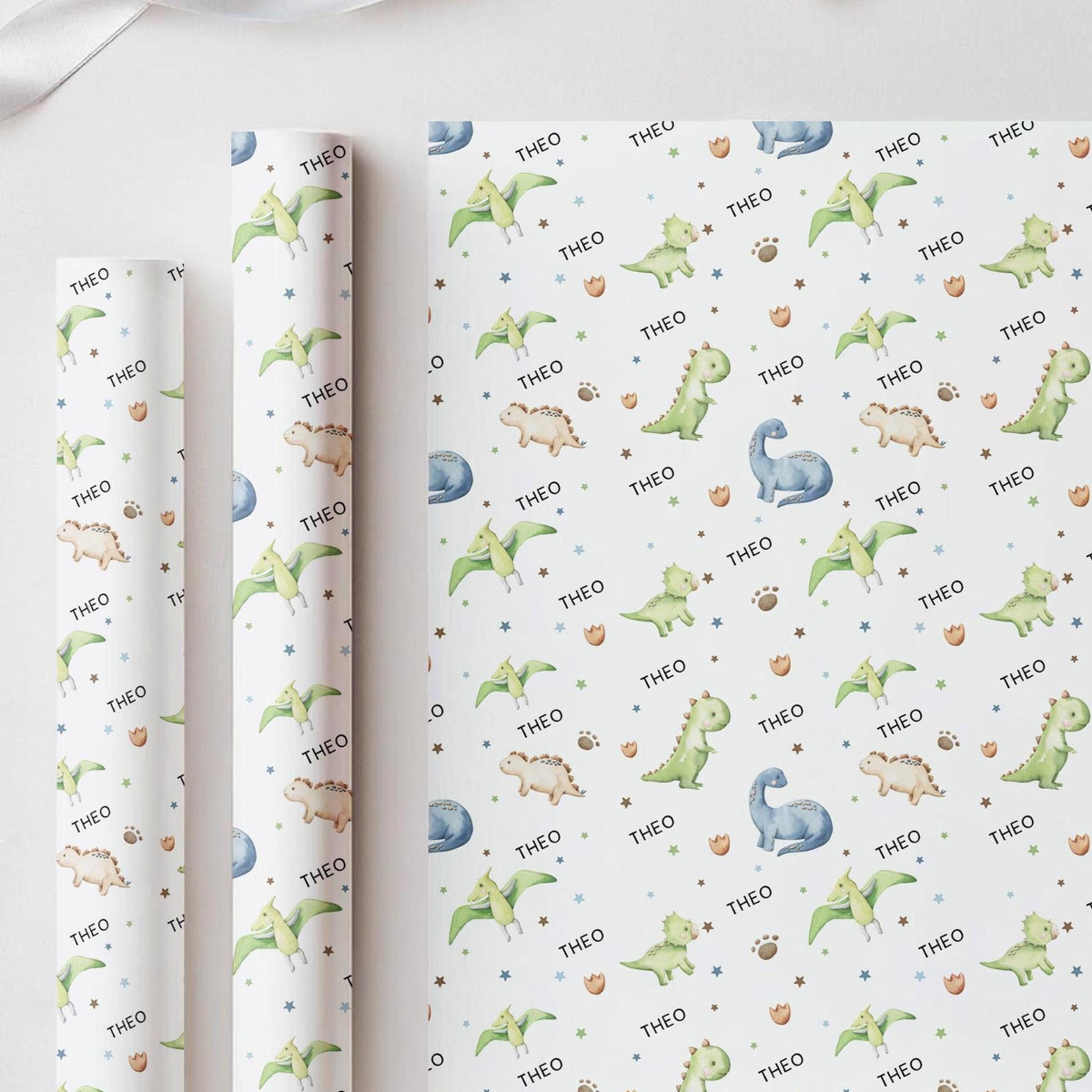 Personalised Dinosaur Wrapping Paper, Birthday Gift Wrap, Dinosaur Birthday, Custom Name Gift Wrap, Childrens Birthday Paper, Dinosaur Theme