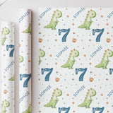 Personalised Dinosaur Wrapping Paper, Birthday Gift Wrap, Dinosaur Birthday, Custom Name Gift Wrap, Childrens Birthday Paper, Dinosaur Theme