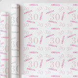 Personalised Birthday Wrapping Paper, Name and Age Gift Wrap, 30th Birthday, Milestone Birthday Gift Wrap, Personalised Gift Wrap Any Age