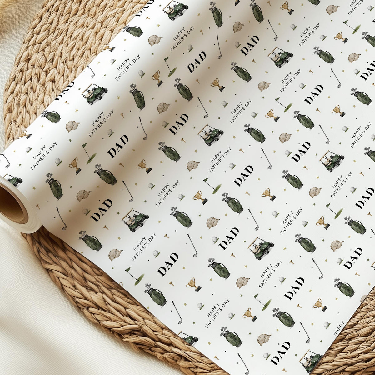 Golf Father’s Day Wrapping Paper, Dad Golf Gift Wrap, Golfing Gift Wrap for Dad, Personalised Father’s Day Wrapping Paper