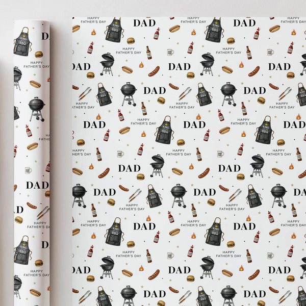 BBQ Father’s Day Wrapping Paper, Dad BBQ Gift Wrap, Barbecue Wrapping Paper for Dad, Grill Themed Father’s Day Gift Wrap