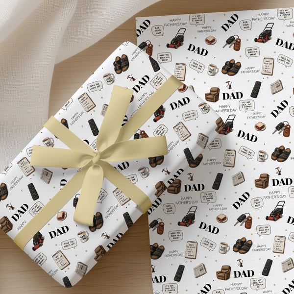 Funny Father’s Day Wrapping Paper, Dad Gift Wrap, Funny Dad Wrapping Paper, Novelty Father’s Day Gift Wrap for Dad