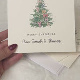 Watercolour Bow Christmas Tree Card with Gold Foil Star