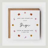 First Mother’s Day card, Nana, Grandma, Gigi etc, Floral Peony Design